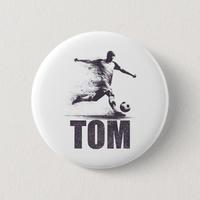 Tom Fußball Jungen Personalisierter Vorname Tom  Button (Vorderseite)