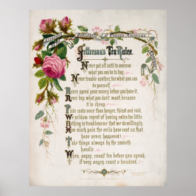 TOM JEFFERSON'S 10 REGELN 1873 POSTER (Vorne)