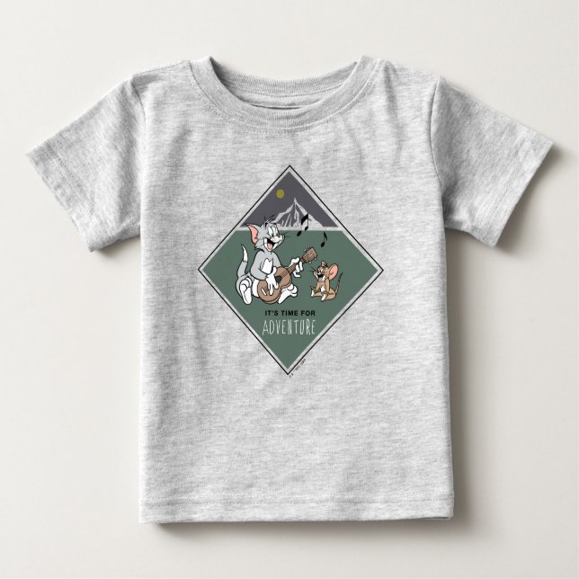 Tom & Jerry "Es ist Zeit für Abenteuer" Baby T-shirt (Vorderseite)