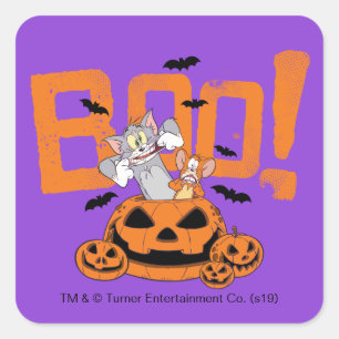 Tom & Jerry   Frohe Halloween Boo Quadratischer Aufkleber