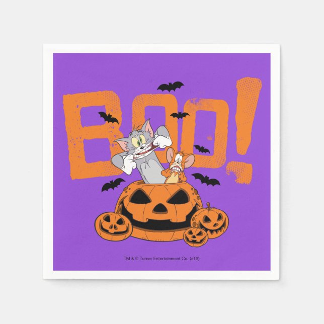 Tom & Jerry | Frohe Halloween Boo Serviette (Vorderseite)