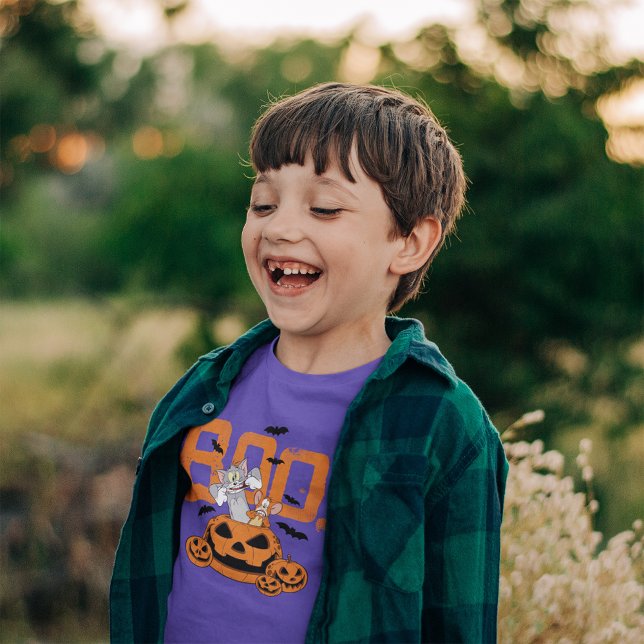 Tom & Jerry | Frohe Halloween Boo T-Shirt (Kid wearing shirt)