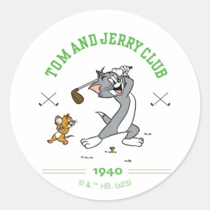 Tom & Jerry Golfing Club 1940 Runder Aufkleber