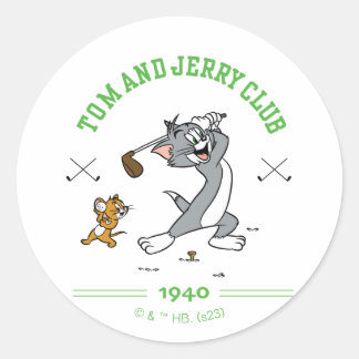 Tom & Jerry Golfing Club 1940 Runder Aufkleber