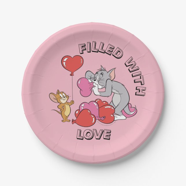 Tom & Jerry Inflate Valentine Heart Balloons Pappteller (Vorderseite)