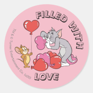Tom & Jerry Inflate Valentine Herzballone Runder Aufkleber