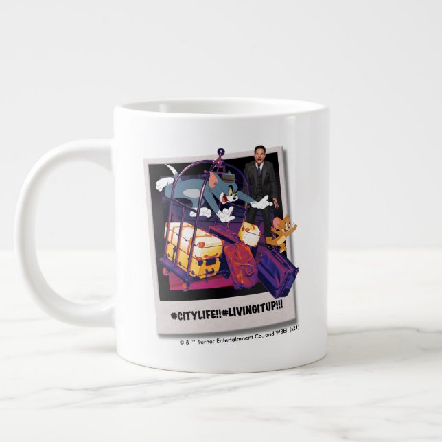Tom & Jerry Luggage Crash Foto Jumbo-Tasse (Links)