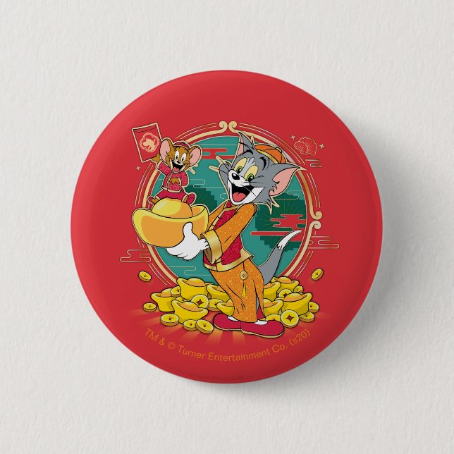 Tom & Jerry New Years Red Envelope Button (Vorderseite)