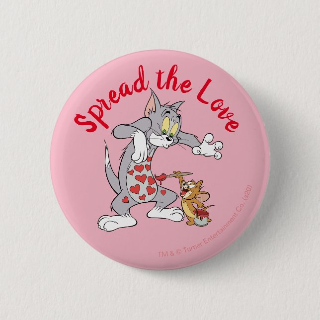 Tom & Jerry Painting Valentine Hearts Button (Vorderseite)
