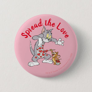 Tom & Jerry Painting Valentine Hearts Button