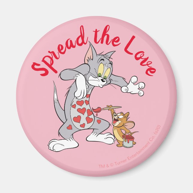 Tom & Jerry Painting Valentine Hearts Magnet (Vorne)
