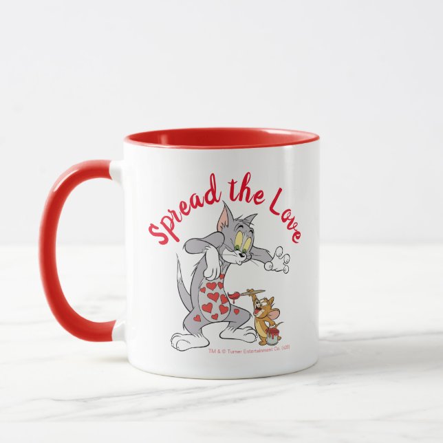 Tom & Jerry Painting Valentine Hearts Tasse (Links)