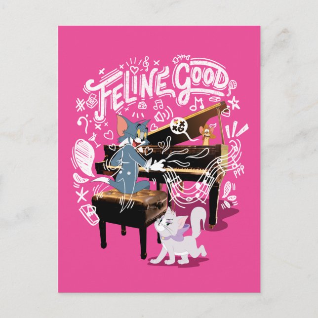Tom & Jerry Play Piano - Feline Good Postkarte (Vorderseite)