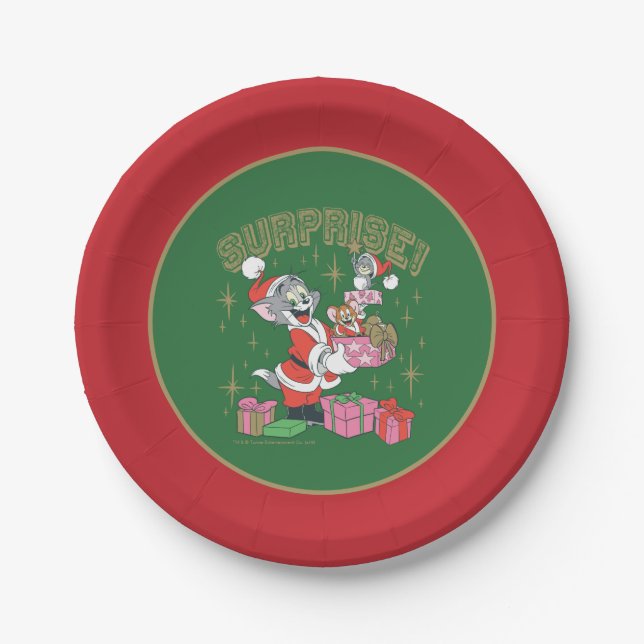 Tom, Jerry und Nibbles Holiday Überraschung Pappteller (Vorderseite)