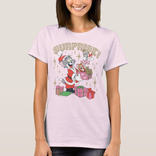 Tom, Jerry und Nibbles Holiday Überraschung T-Shirt (Vorderseite)