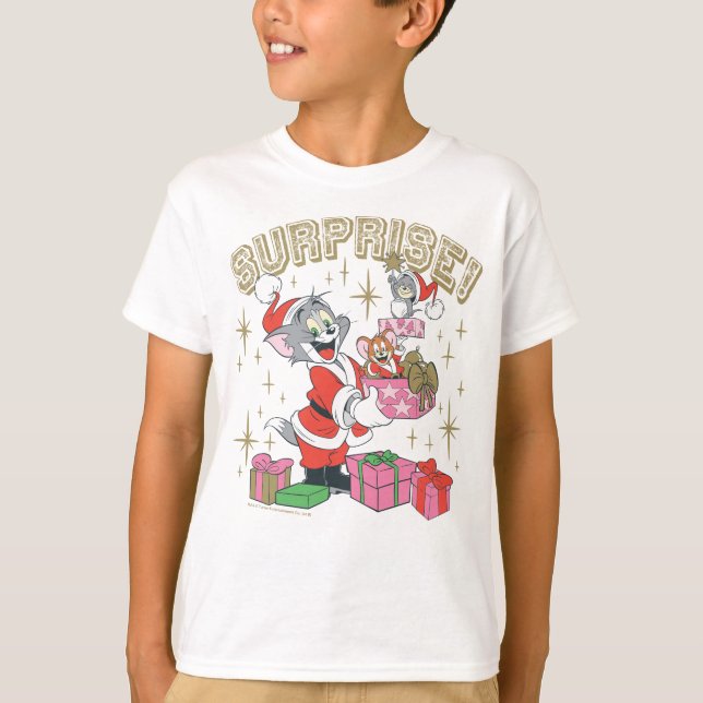 Tom, Jerry und Nibbles Holiday Überraschung T-Shirt (Vorderseite)