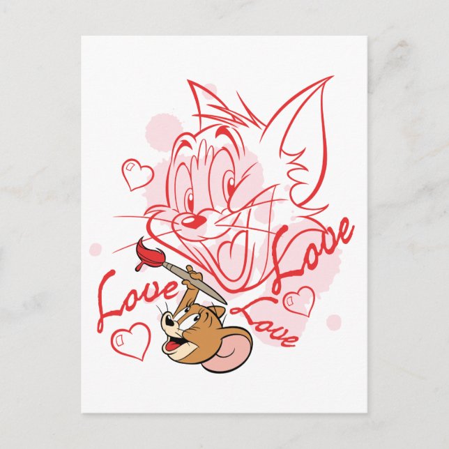 Tom & Jerry Valentine Malerei Feiertagspostkarte (Vorderseite)