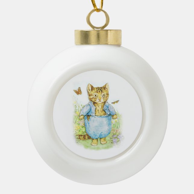 Tom Kitten in his Blue Suit by Beatrix Potter Keramik Kugel-Ornament (Vorderseite)