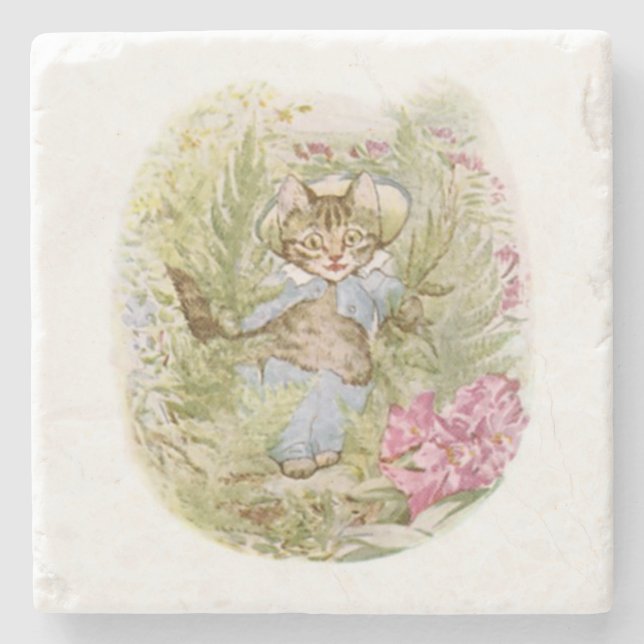 Tom Kitten (Niedliche Katze Illustration) Beatrix  Steinuntersetzer (Vorderseite)