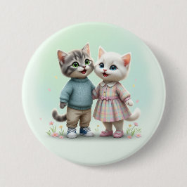 Tom & Luna Button Pin, Süßes Katzenpaar Pin