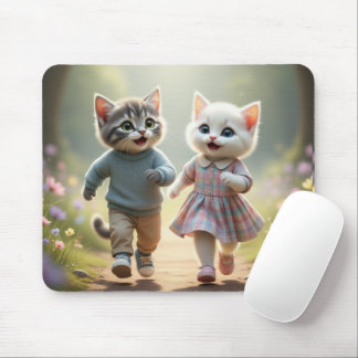 Tom & Luna Mauspad, Süße Katze Schreibtischunterla Mousepad