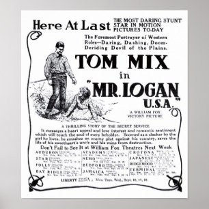 Tom Mix 1918 Vintager Film und Plakat