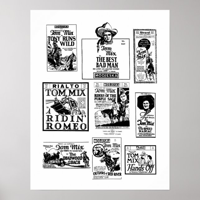 Tom Mix Silent Movies Vintage Werbung Poster (Vorne)