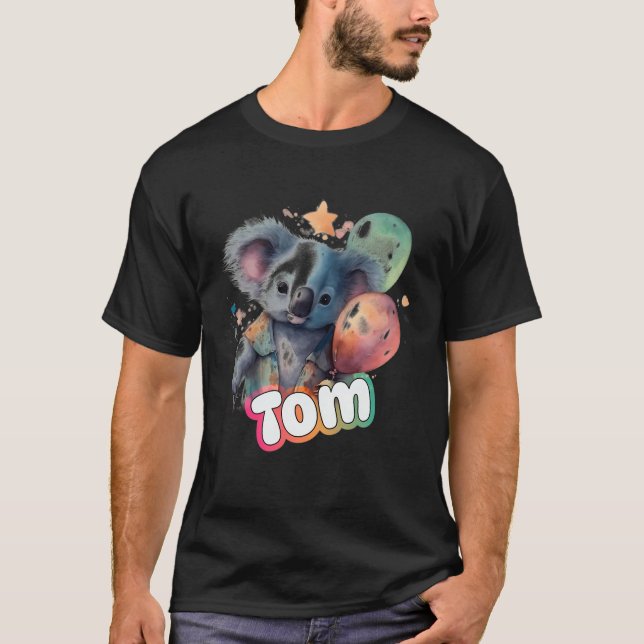 Tom - Niedlicher Name mit Niedlichem Koala T-Shirt (Vorderseite)