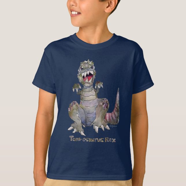 Tom-osaurus Rex Cartoon-Dinosaurier-T - Shirt (Vorderseite)