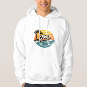 Tom Retro-Sonnenuntergangs-Name-Design Hoodie