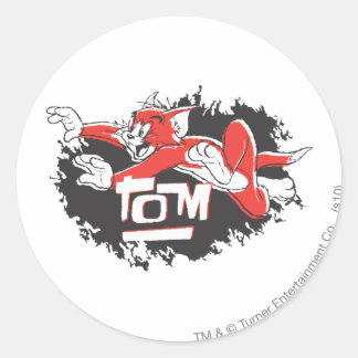 Tom Schwarz-Rot-Logo Runder Aufkleber