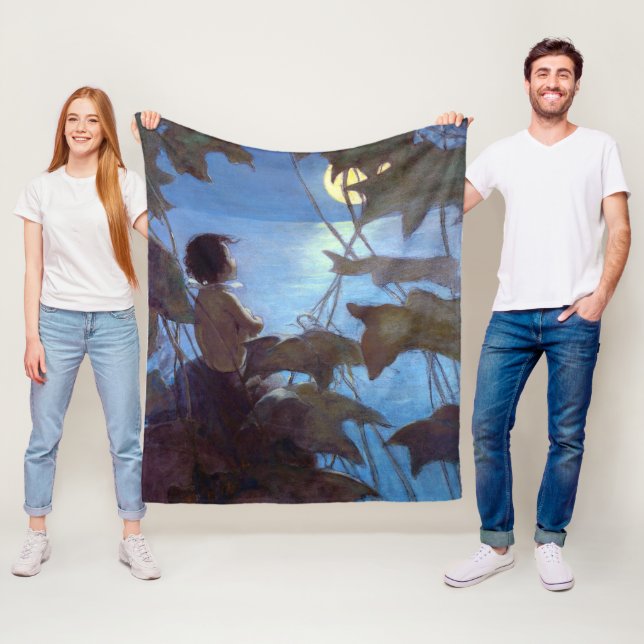 Tom sieht sich den Mond an, Jessie Willcox-Smith Fleecedecke (Beispiel)