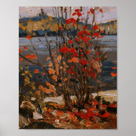 Tom Thomson Painting Lake and Red Tree Ontario Poster