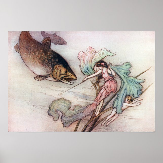Tom und die Forelle von Warwick Goble Poster (Vorne)