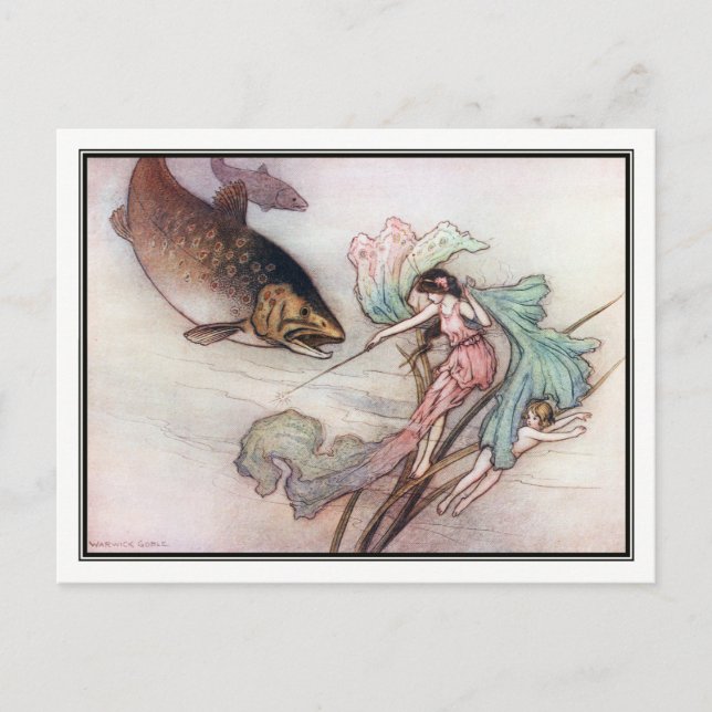 Tom und die Forelle von Warwick Goble Postkarte (Vorderseite)