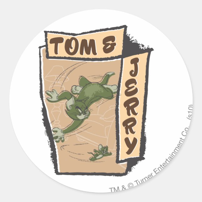 Tom und Jerry auf einem Tan-Sofa Runder Aufkleber (Vorderseite)