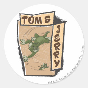 Tom und Jerry auf einer TAN-Couch Runder Aufkleber
