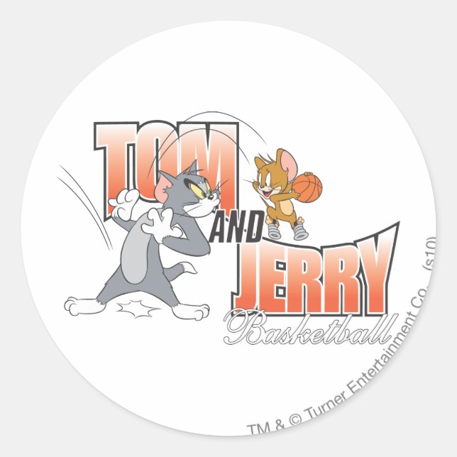 Tom und Jerry Basketball 3 Runder Aufkleber (Vorderseite)