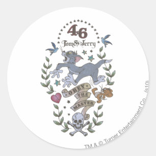 Tom und Jerry befolgen den Meister 2 Runder Aufkleber