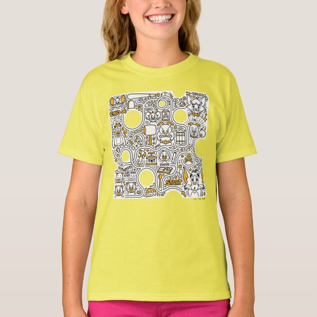 Tom und Jerry Doodle Art T-Shirt (Vorderseite)