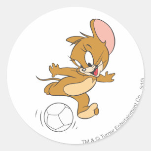 Tom- und Jerry-Fußball (Fußball) 2 Runder Aufkleber