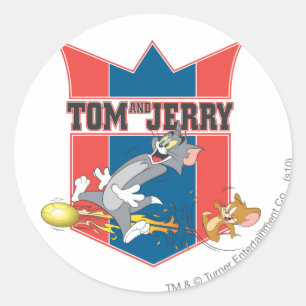 Tom- und Jerry-Fußball (Fußball) 7 Runder Aufkleber