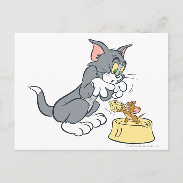 Tom und Jerry Fütterte die Katze Postkarte (Vorderseite)