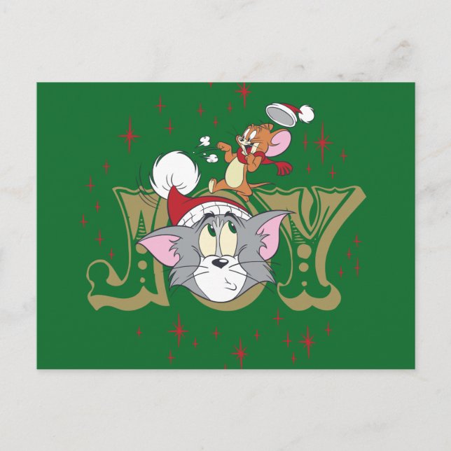 Tom und Jerry Holiday Joy Feiertagspostkarte (Vorderseite)