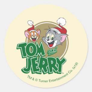 Tom und Jerry Holiday Logo Runder Aufkleber