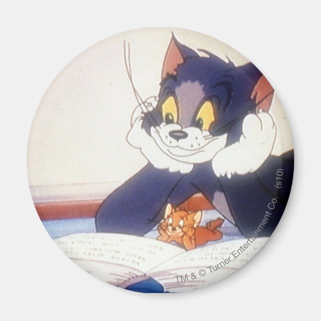 Tom und Jerry lesen ein Buch Magnet (Vorne)