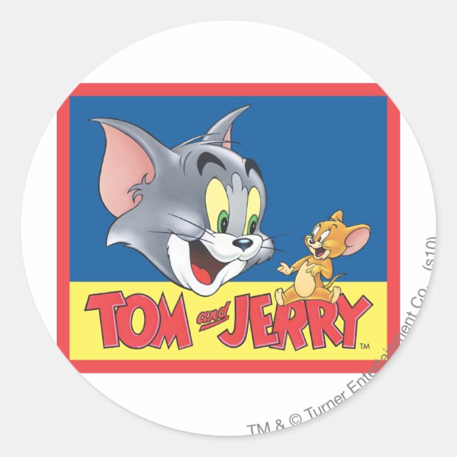 Tom und Jerry-Logo schattig Runder Aufkleber (Vorderseite)