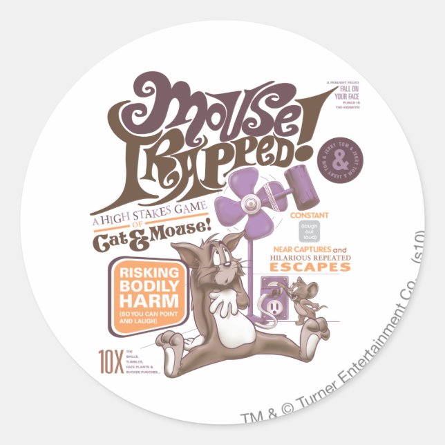 Tom und Jerry Mouse gefangen Runder Aufkleber (Vorderseite)