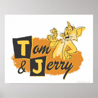 Tom und Jerry Mouse in Paw-Logo Poster