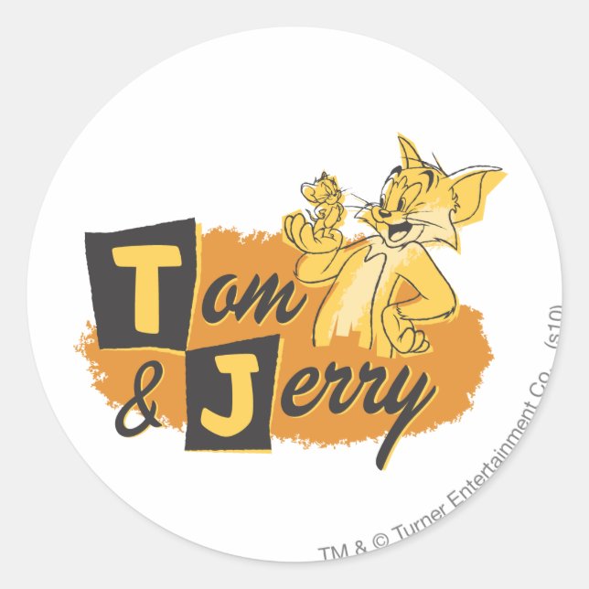 Tom und Jerry Mouse in Paw-Logo Runder Aufkleber (Vorderseite)